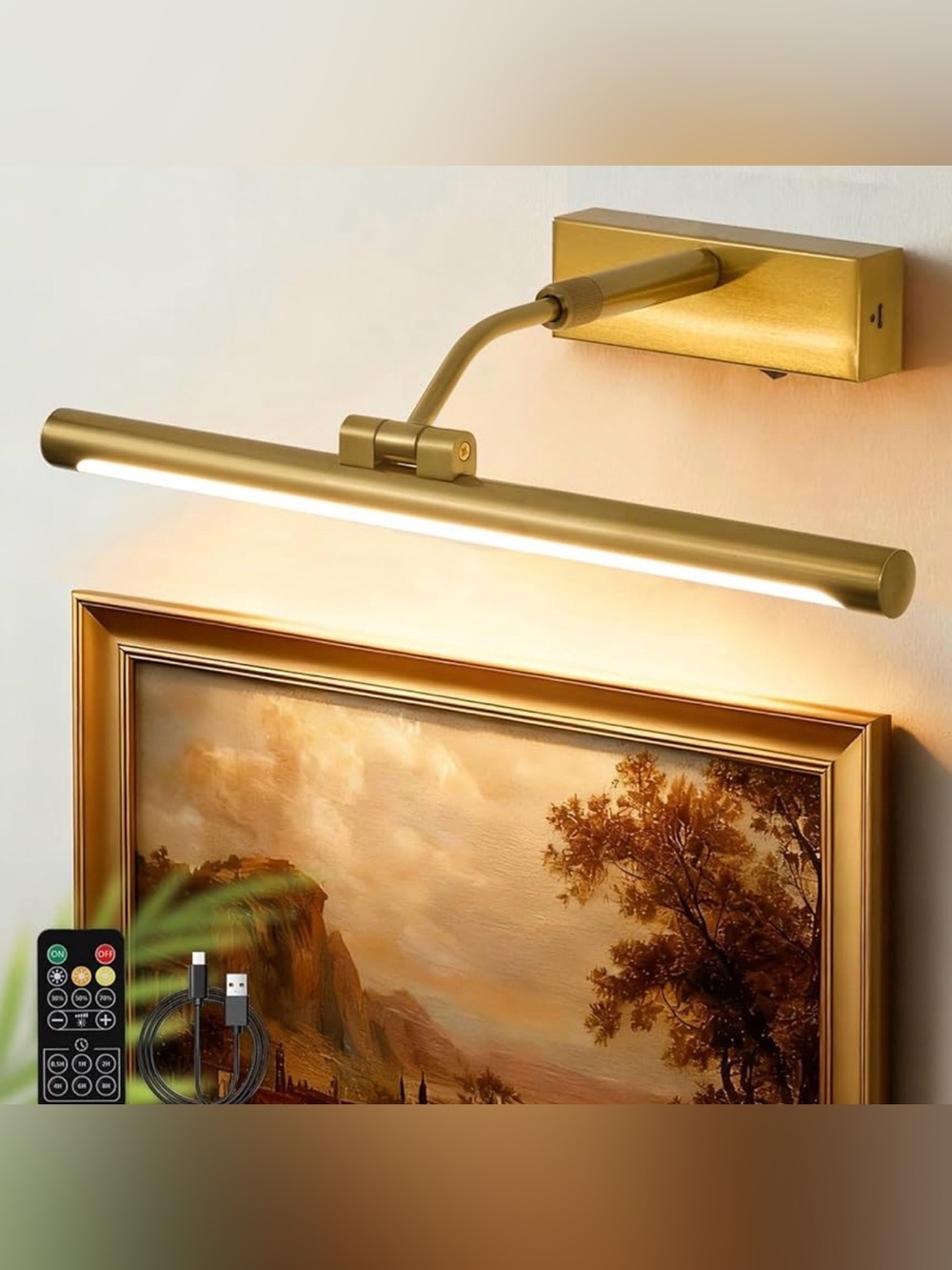 Battery Operated 16 Inch Wireless Rechargeable Art picture Light 3CCT Dimmable
